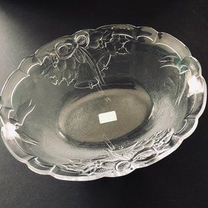 VINTAGE Mikasa "Holiday Bells" Crystal 10" Oval Serving Bowl NWT